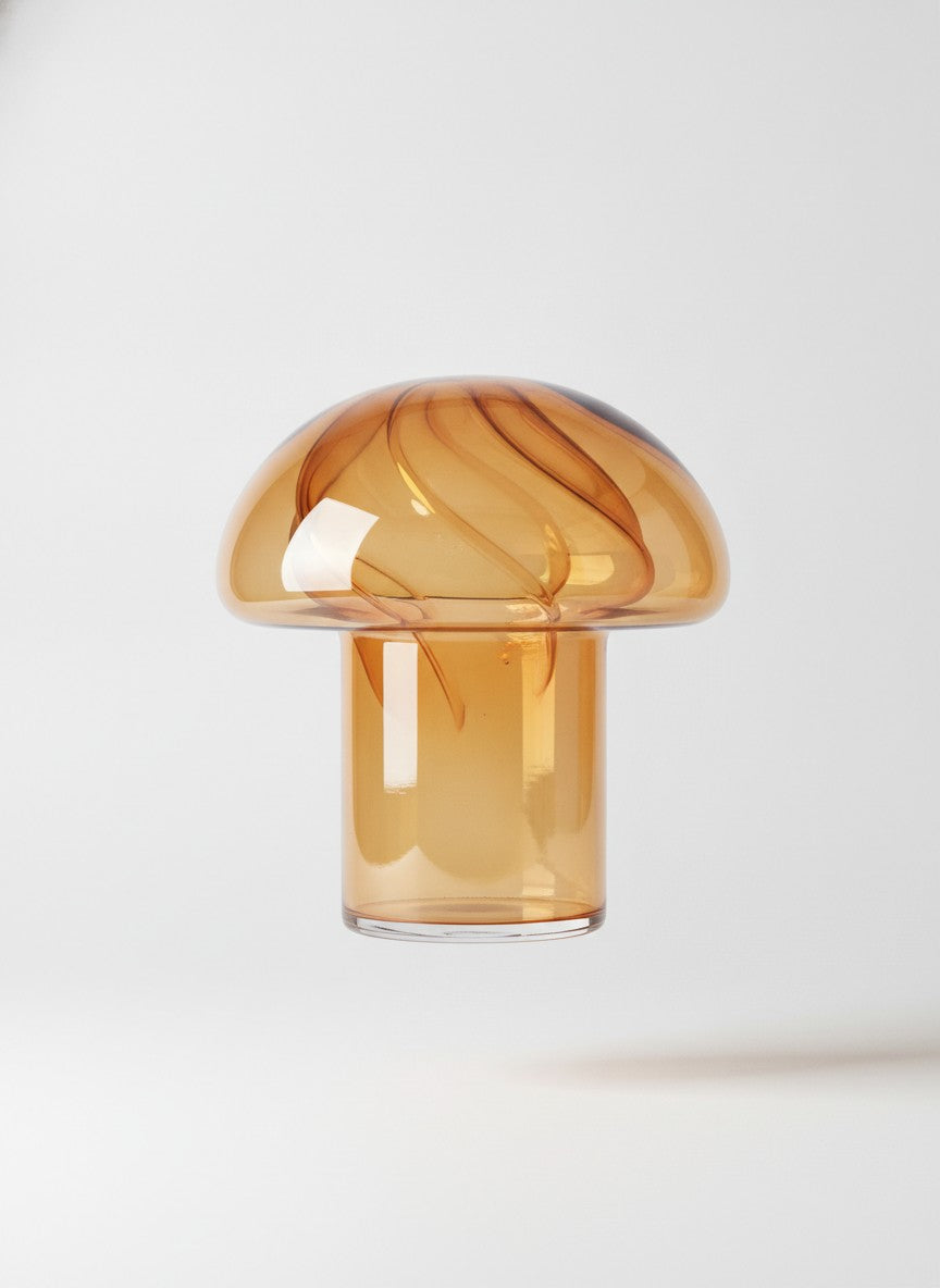 Brown Glass Mushroom Bedside Lamp