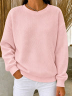 Women's Sweatshirt Waffle Knit Quarter-Zip Relaxed Fit