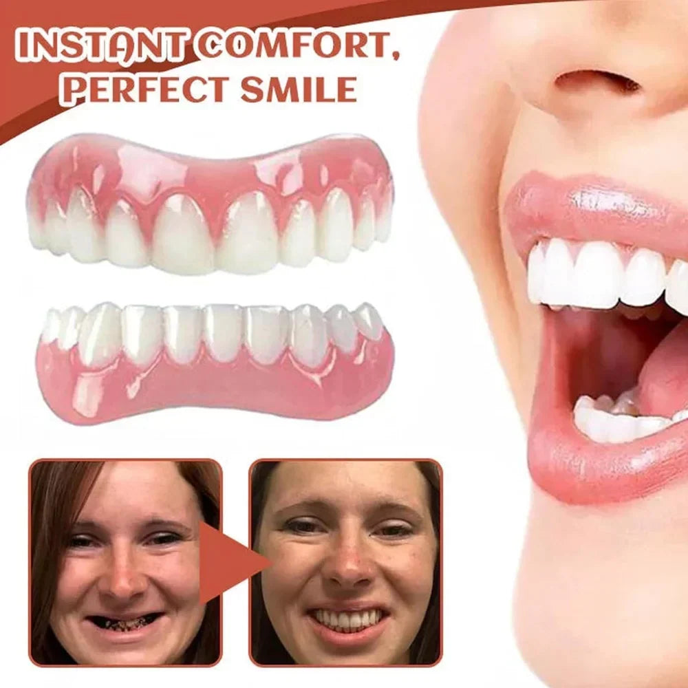 Denture Set Soft Flexible Silicone Upper & Lower Fit