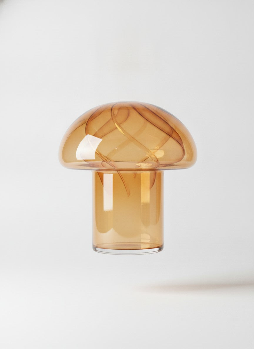 Brown Glass Mushroom Bedside Lamp