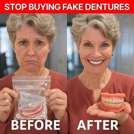 Removable Denture Set Upper & Lower Arches Flexible Cushion Grip