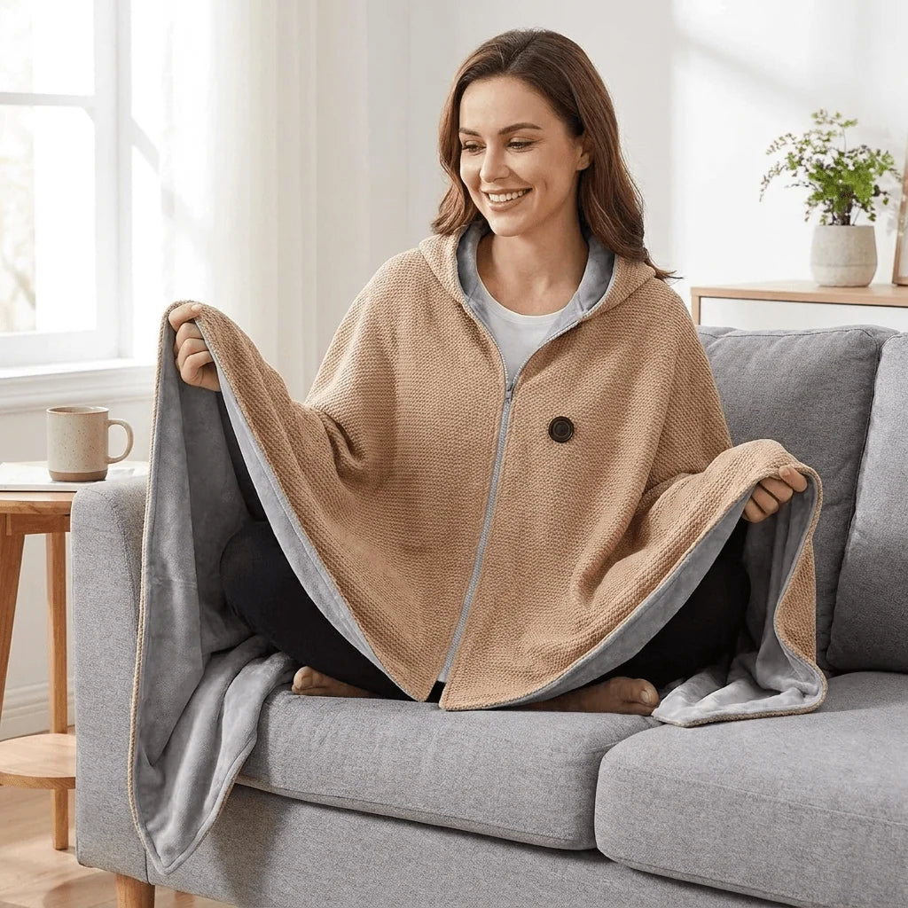 Wearable Heated Blanket USB-Powered Three Heat Settings Fleece-Lined