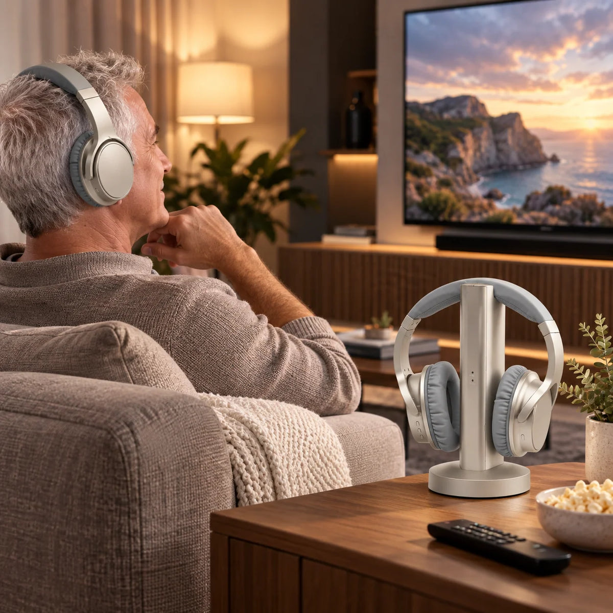TV Headphones Wireless 160 Ft Range 20-Hour Battery