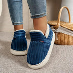 Slippers Warm Plush Lining Non-Slip Rubber Sole