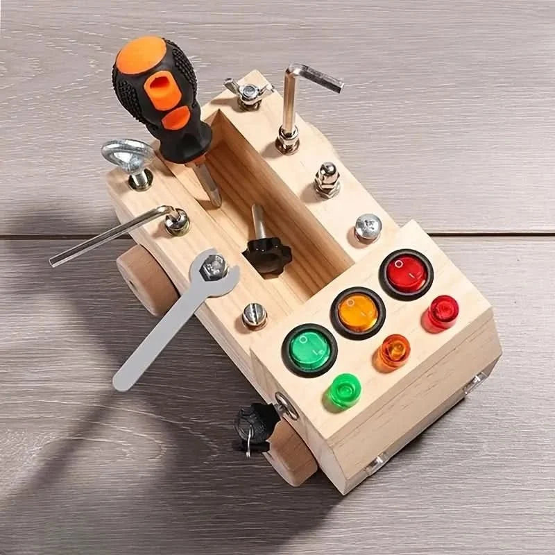 Busy Board Wooden LED Lights Fine Motor Skills