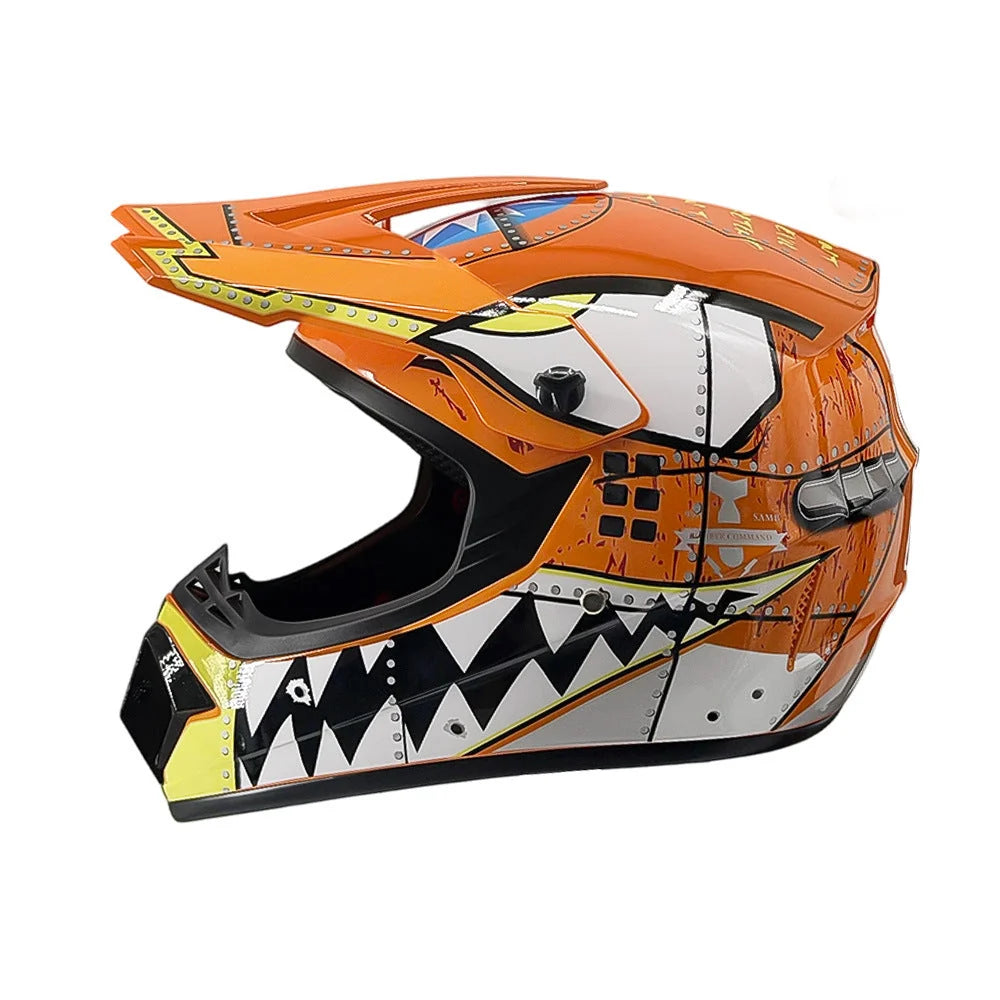 Dirt Bike Helmet Full Face Adjustable Visor Reinforced Chin Guard