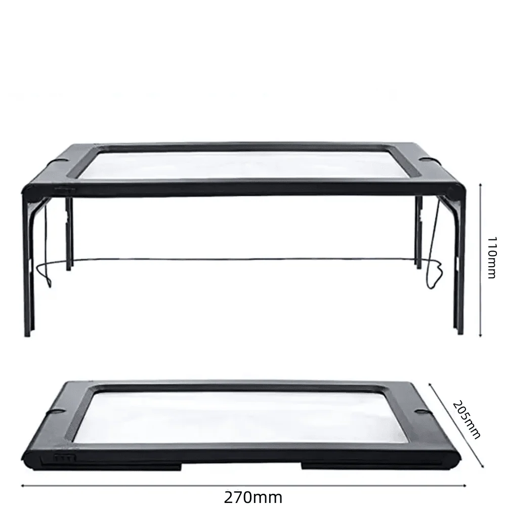 Tabletop Magnifier 3× LED Lights Foldable Design