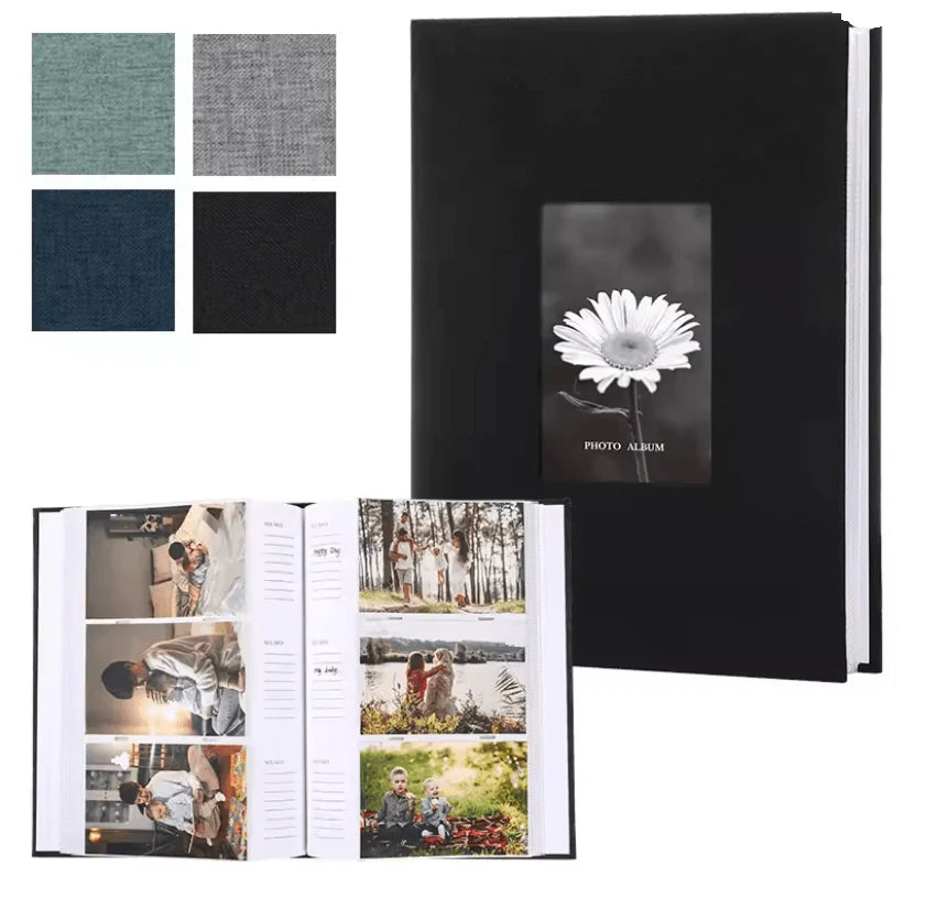 Photo Album Linen Cover Acid-Free Writable Pages