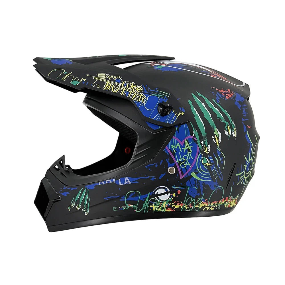 Dirt Bike Helmet Full Face Adjustable Visor Reinforced Chin Guard