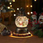 Christmas Lantern Glass Dome Winter Scene Battery-Operated LED Light