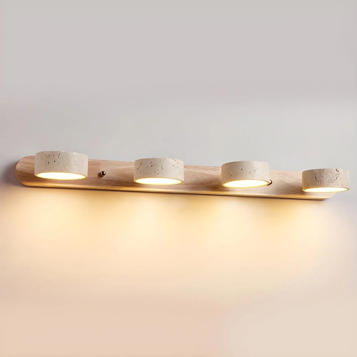 Wall Light Integrated LED Travertine & Wood
