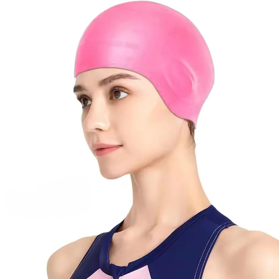 Swim Cap Silicone For Long Hair With Ear Pockets