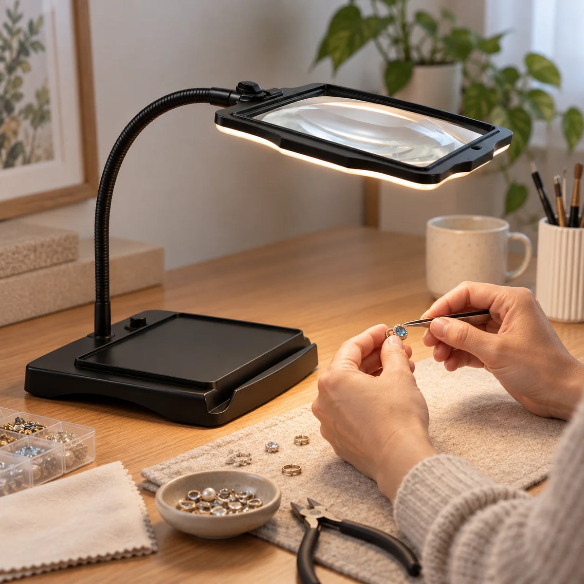 Magnifying Desk Lamp LED 3x Magnification Adjustable Gooseneck Arm