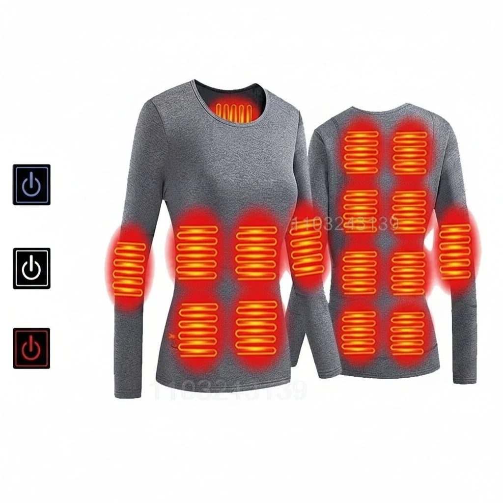 Heated Thermal Underwear Set USB Rechargeable Three Heat Settings