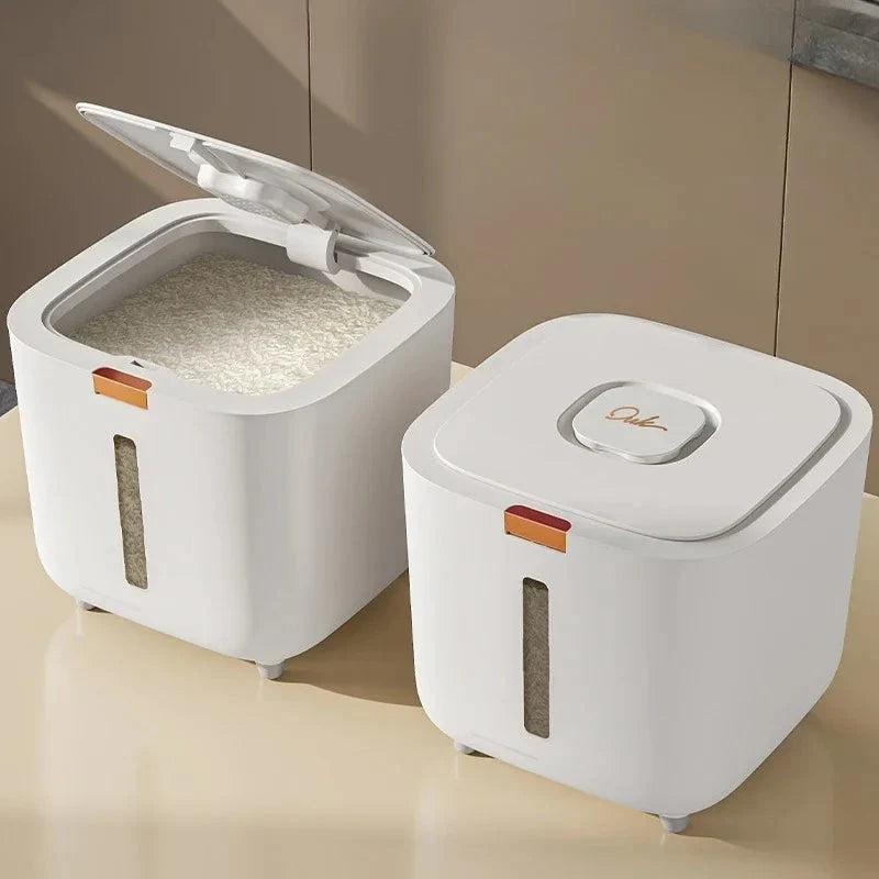 Rice Storage Bin Sealed Flip-Top Lid Viewing Window
