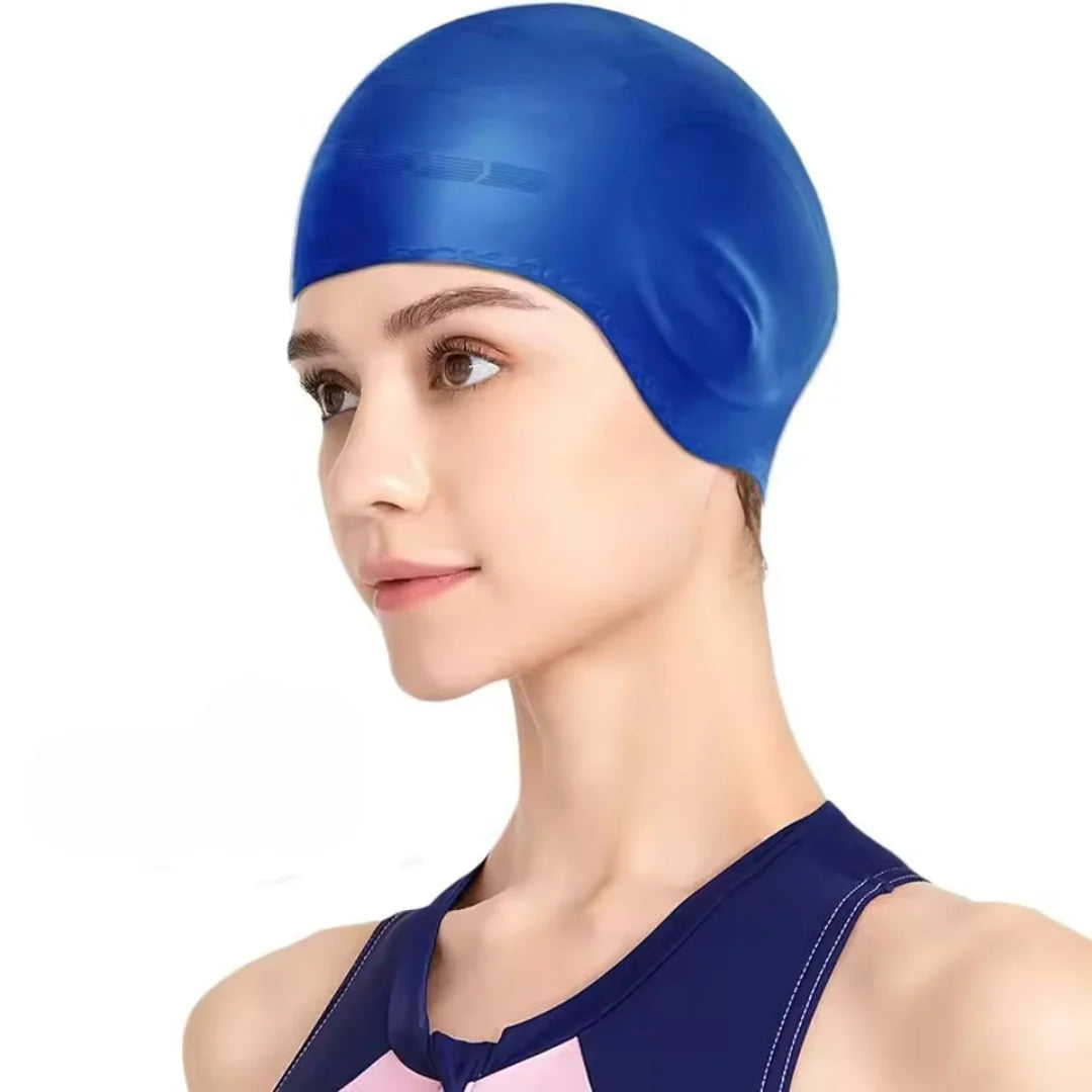Swim Cap Silicone For Long Hair With Ear Pockets