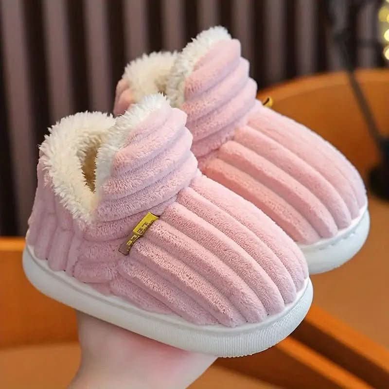 Slippers Warm Plush Lining Non-Slip Rubber Sole