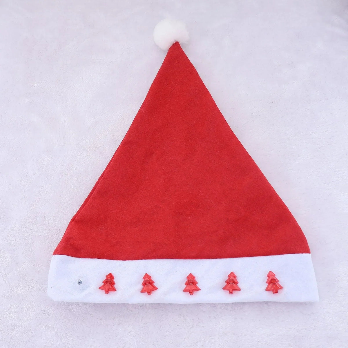 Santa Hat Soft Fleece Faux Fur Trim Pom-Pom