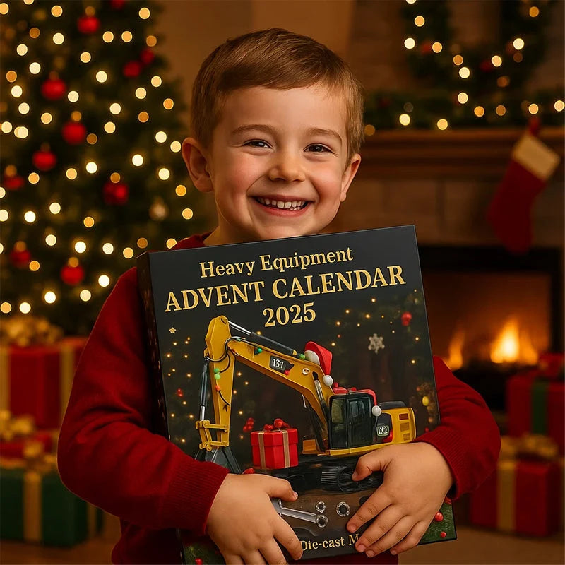 Construction Vehicle Advent Calendar Die-Cast Metal 24-Piece Set With Moving Parts