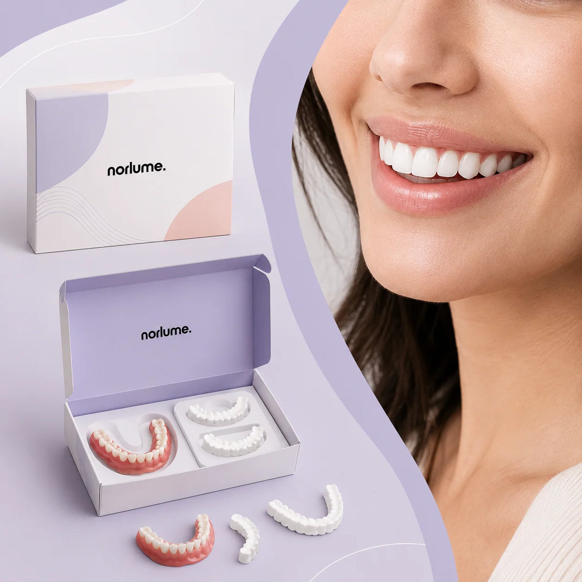 Denture Set Soft Flexible Silicone Upper & Lower Fit