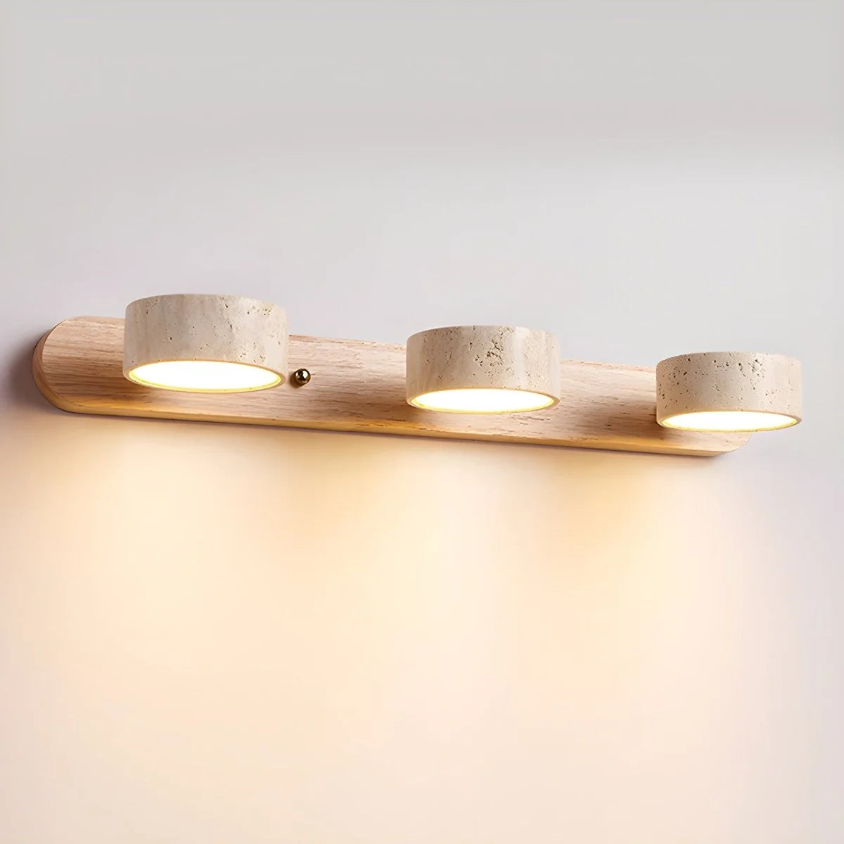 Wall Light Integrated LED Travertine & Wood
