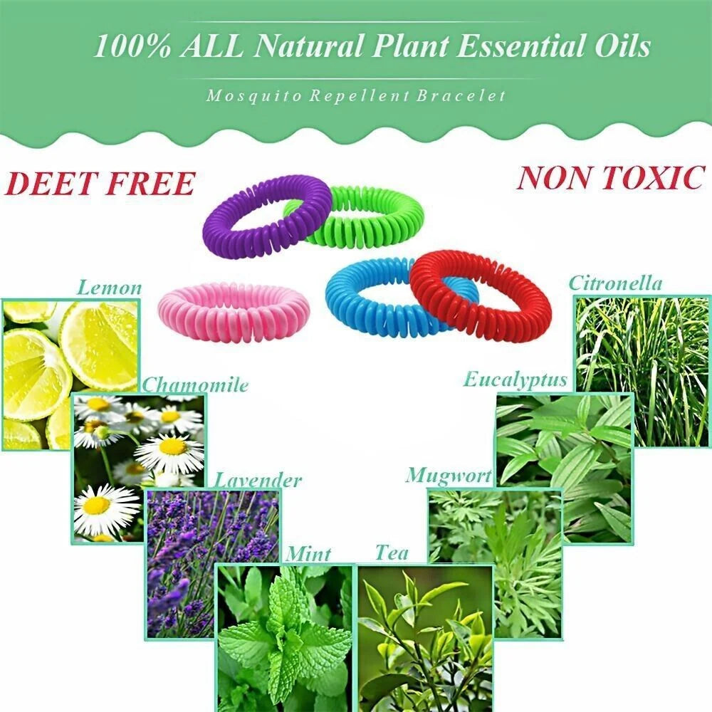 Mosquito Repellent Wristbands DEET-Free Waterproof 24-Pack
