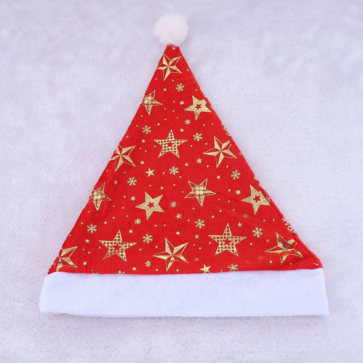 Santa Hat Soft Fleece Faux Fur Trim Pom-Pom