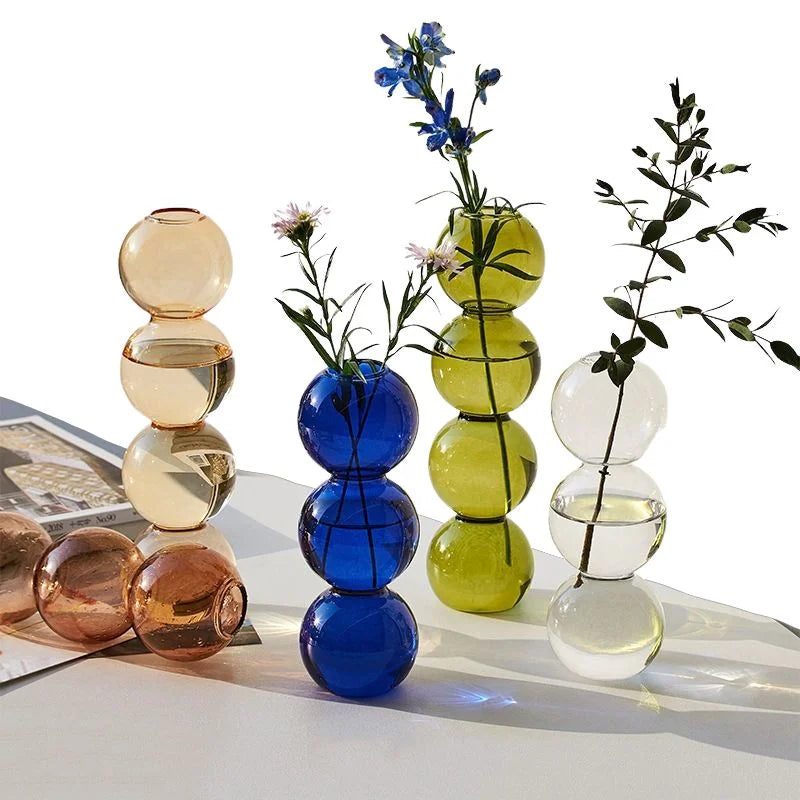 Dimpled Glass Flower Display Vase
