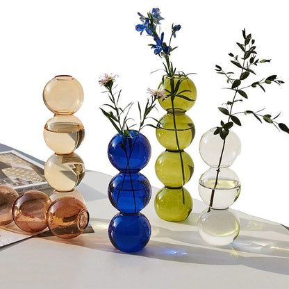 Dimpled Glass Flower Display Vase