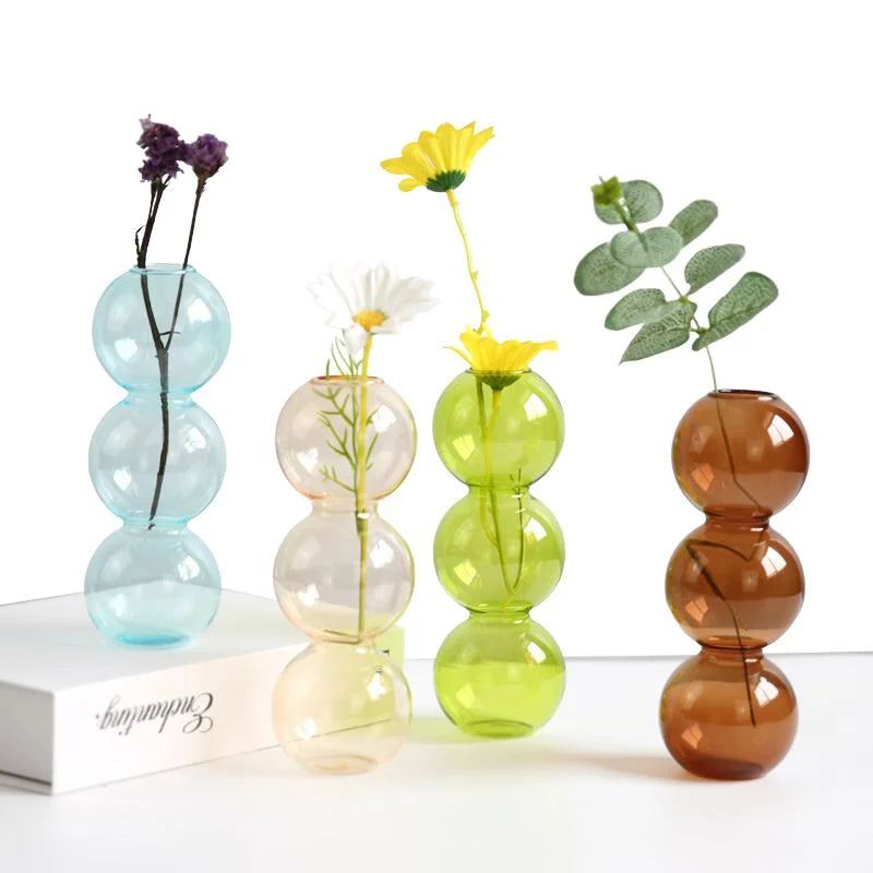 Dimpled Glass Flower Display Vase