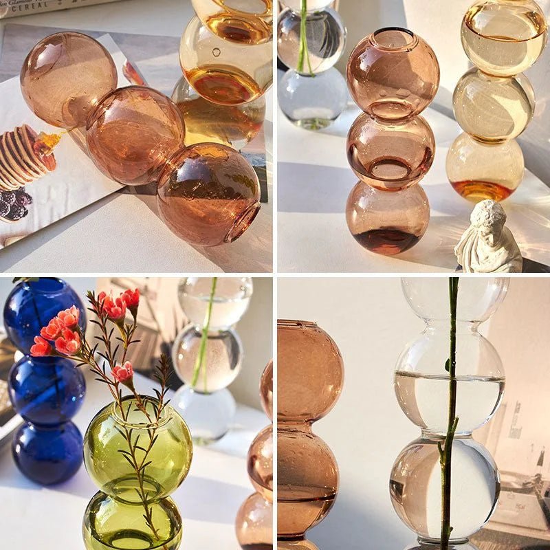 Dimpled Glass Flower Display Vase