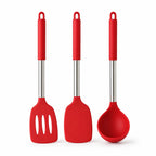3-Piece Utensil Set Heat-Resistant Silicone & Stainless Steel