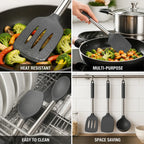 3-Piece Utensil Set Heat-Resistant Silicone & Stainless Steel