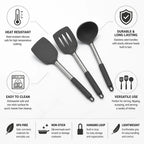 3-Piece Utensil Set Heat-Resistant Silicone & Stainless Steel
