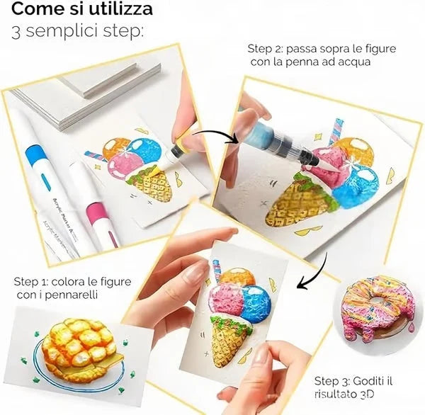 3D Art Kit Moisture-Reactive Paper & Watercolor Pencils