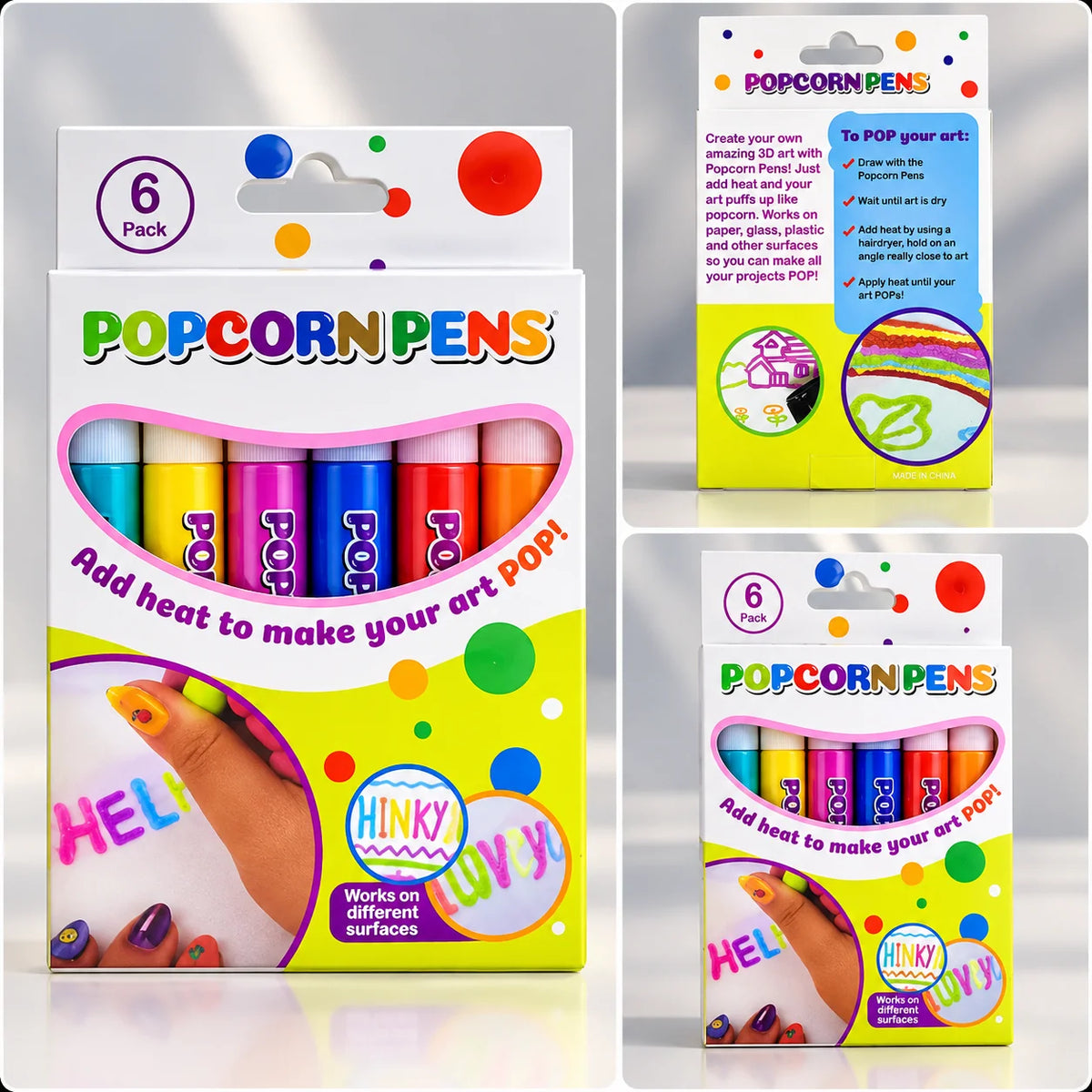 3D Effect Pens Heat-Activated Puff Design Set of 6