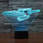 3D Illusion Lamp Floating Spaceship Multicolor LED