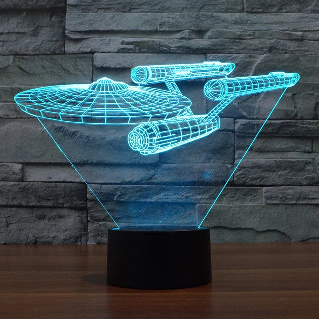3D Illusion Lamp Floating Spaceship Multicolor LED