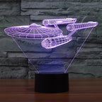 3D Illusion Lamp Floating Spaceship Multicolor LED