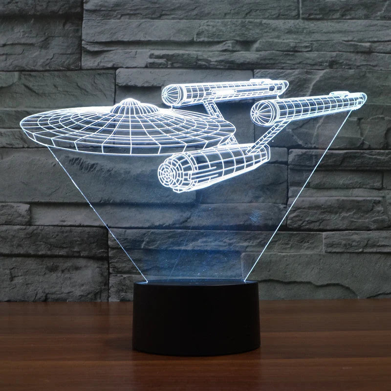 3D Illusion Lamp Floating Spaceship Multicolor LED