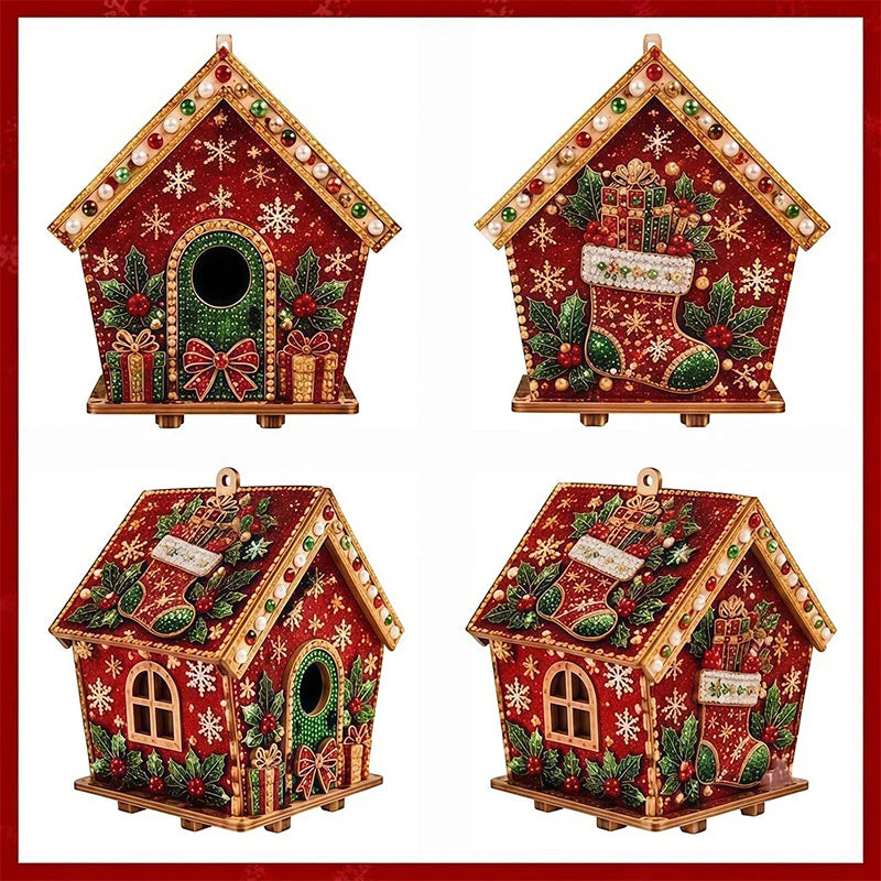 3D Wooden Puzzle Kit Gingerbread House Diamond Art Decor