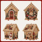 3D Wooden Puzzle Kit Gingerbread House Diamond Art Decor