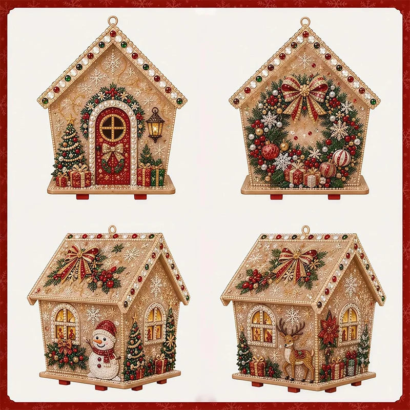 3D Wooden Puzzle Kit Gingerbread House Diamond Art Decor