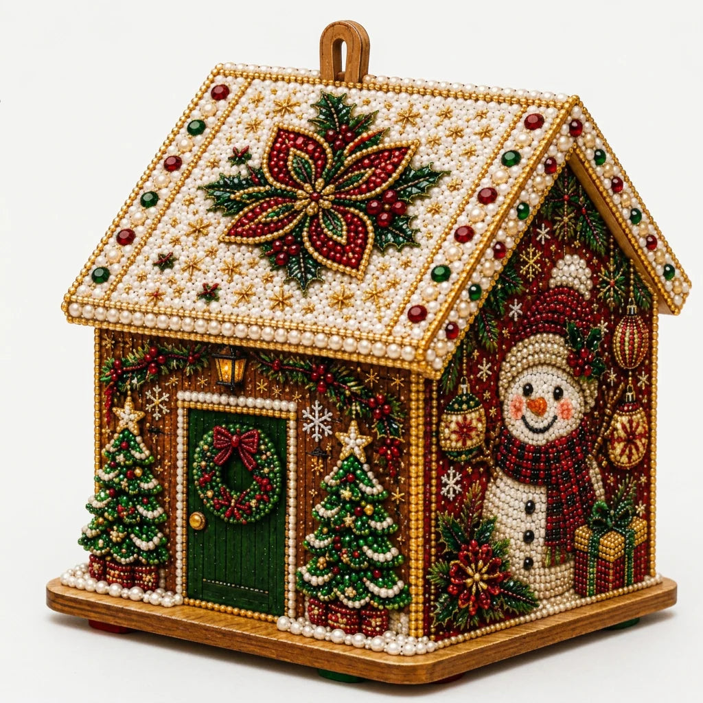 3D Wooden Puzzle Kit Gingerbread House Diamond Art Decor
