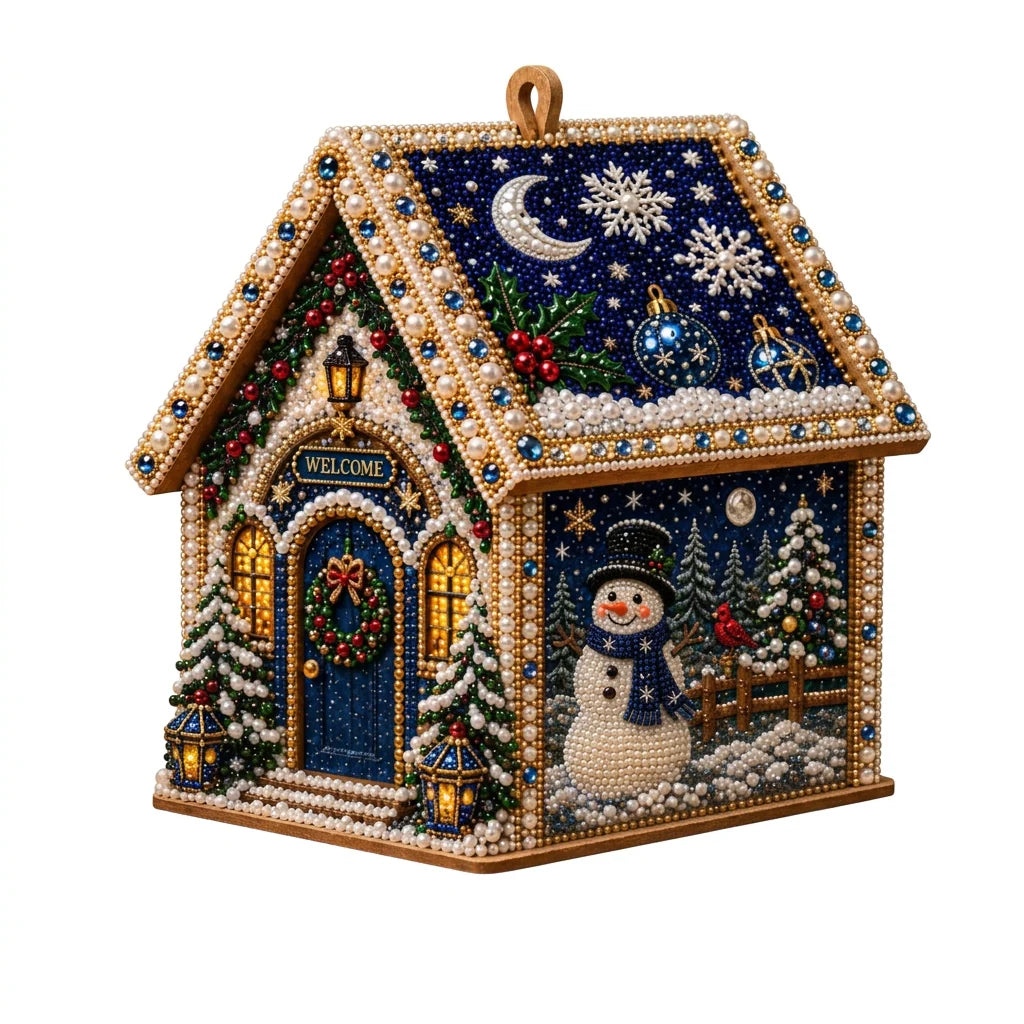 3D Wooden Puzzle Kit Gingerbread House Diamond Art Decor