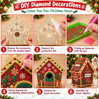 3D Wooden Puzzle Kit Gingerbread House Diamond Art Decor