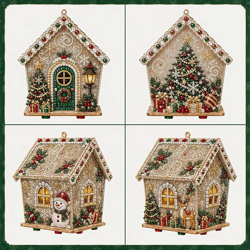 3D Wooden Puzzle Kit Gingerbread House Diamond Art Decor