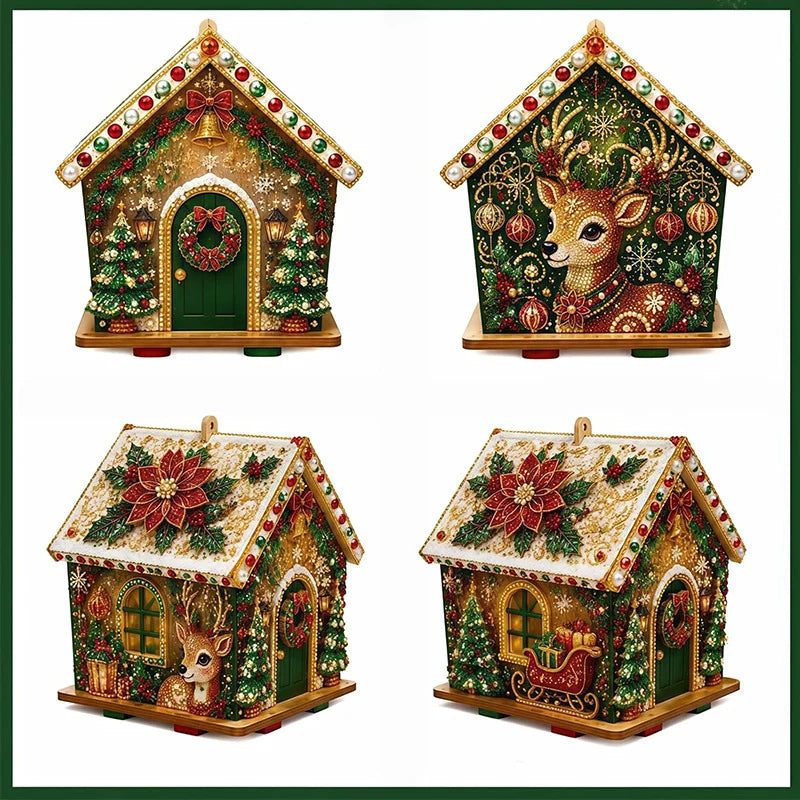 3D Wooden Puzzle Kit Gingerbread House Diamond Art Decor
