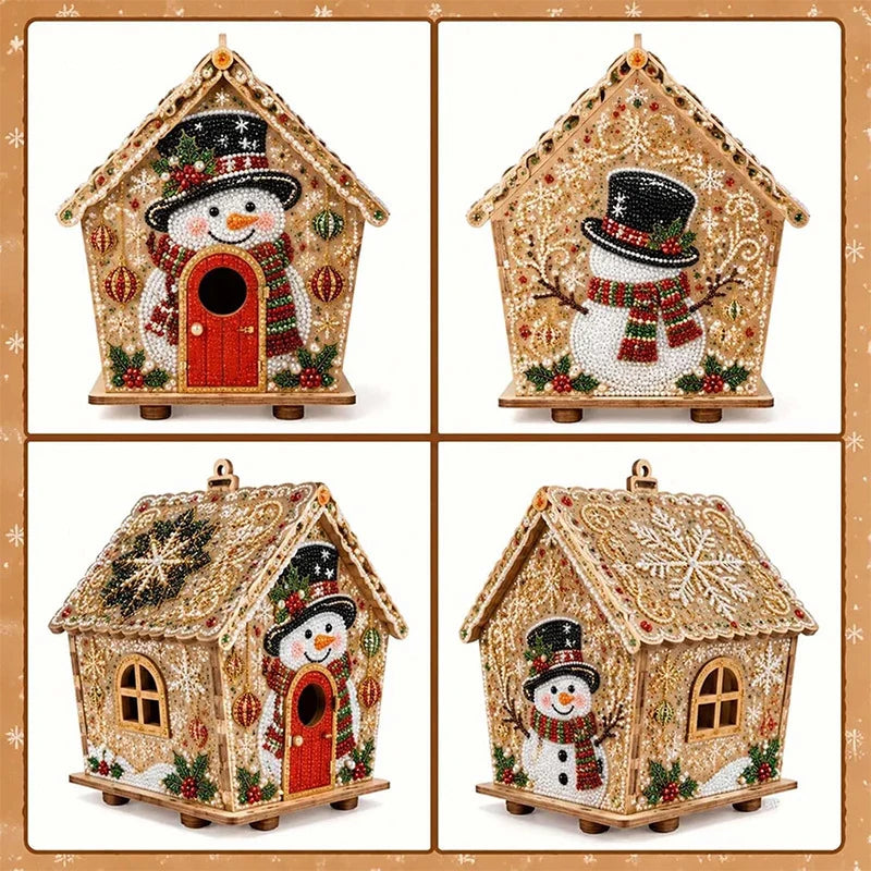 3D Wooden Puzzle Kit Gingerbread House Diamond Art Decor