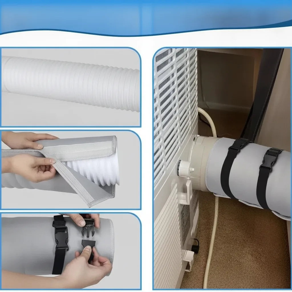 AC Hose Cover Thermal-Insulated Waterproof Zipper & Straps